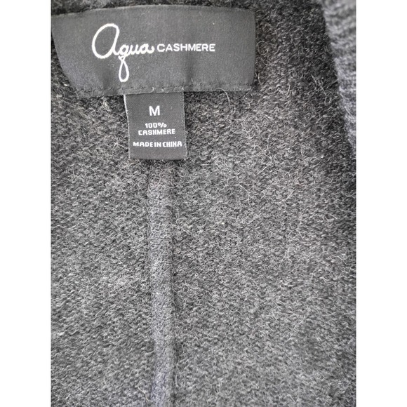 Aqua 100% Cashmere Medium Charcoal Gray Open Front Draped Cardigan Sweater M - Picture 5 of 8